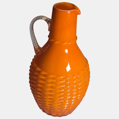 Empoli Vintage Glass Jug Basket Weave - Orange