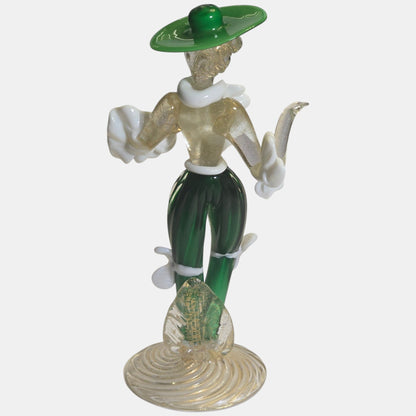 Vintage Venetian Murano Glass Figure Gold Clear - Multi