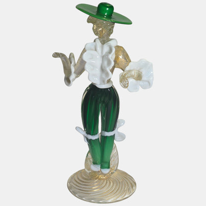 Vintage Venetian Murano Glass Figure Gold Clear - Multi