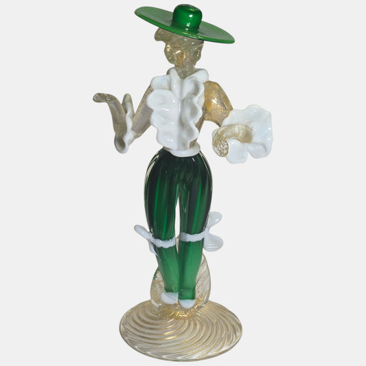 Vintage Venetian Murano Glass Figure Gold Clear - Multi