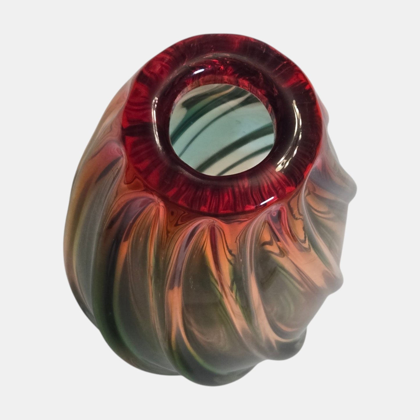 Murano Mid-Century Twisted Vase Rainbow Coloured - Multi