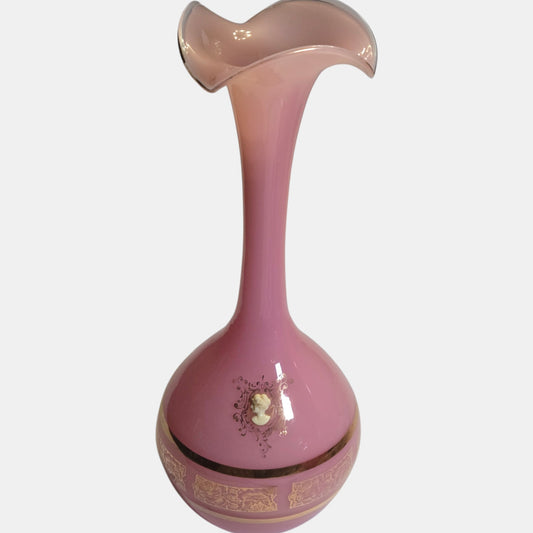 Vintage Empoli Glass Vase Distinctive Jack - Pink