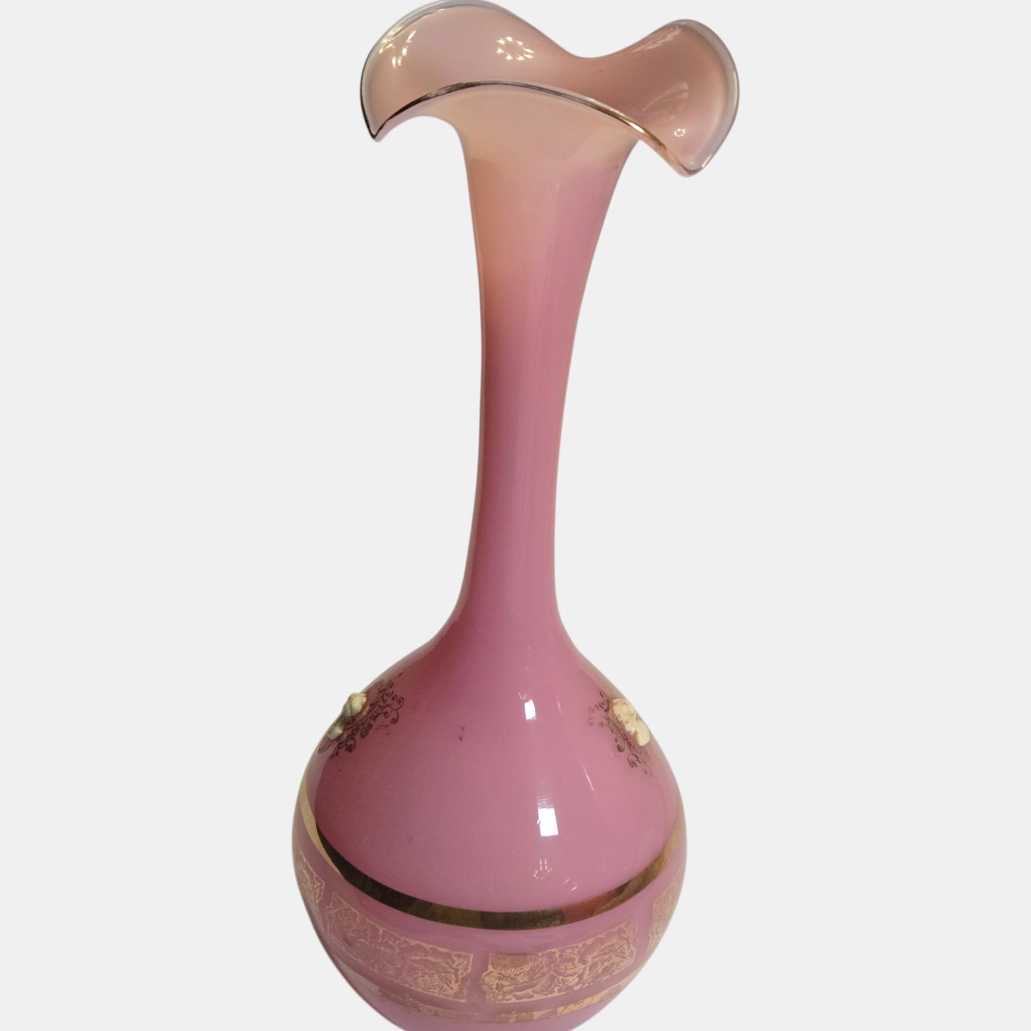 Vintage Empoli Glass Vase Distinctive Jack - Pink