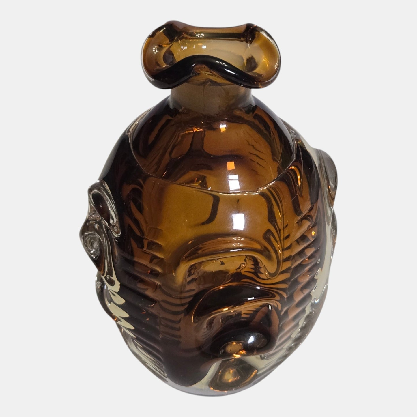Vintage Swedish Art Glass Decanter/Bottle Designed Borstrom - Amber