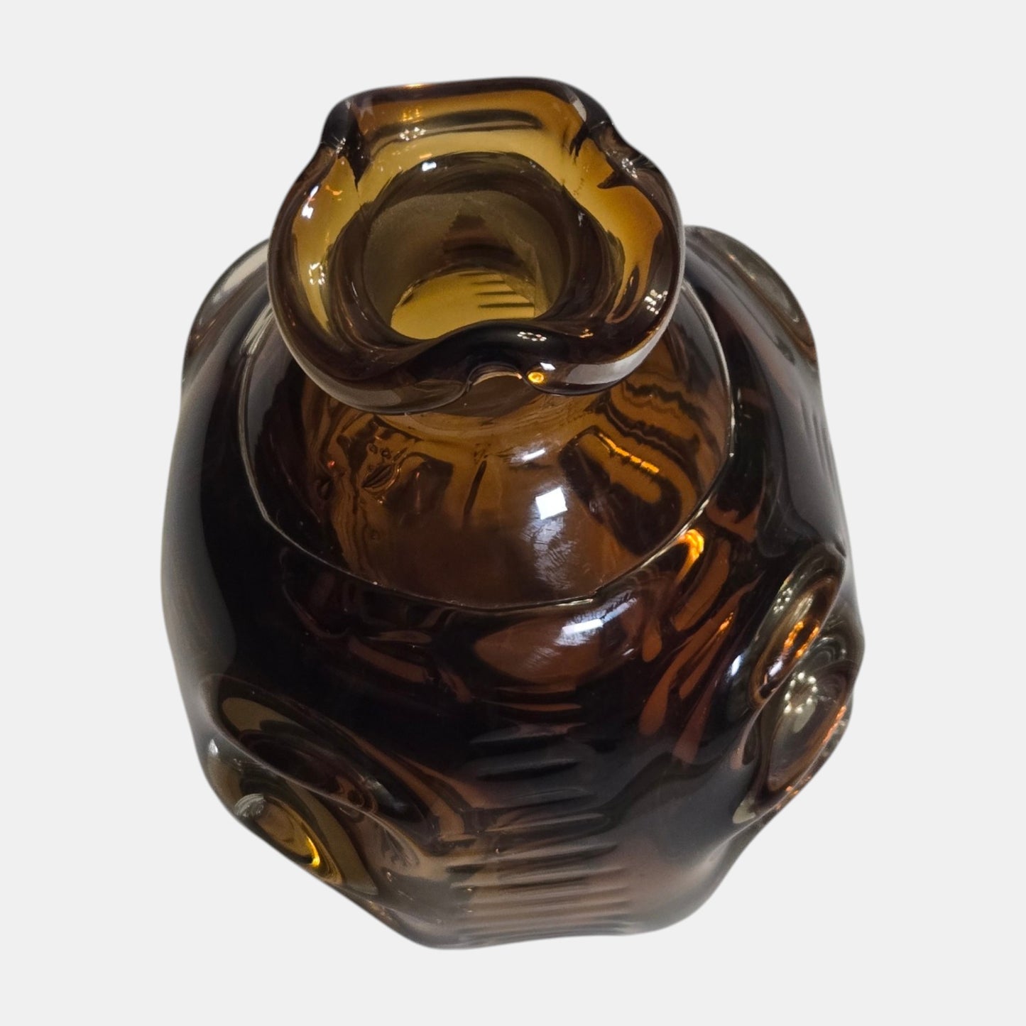 Vintage Swedish Art Glass Decanter/Bottle Designed Borstrom - Amber