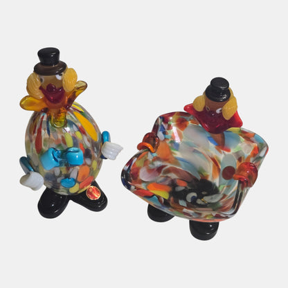 Vintage Murano Glass Clown Set Collectors Italy - Multi