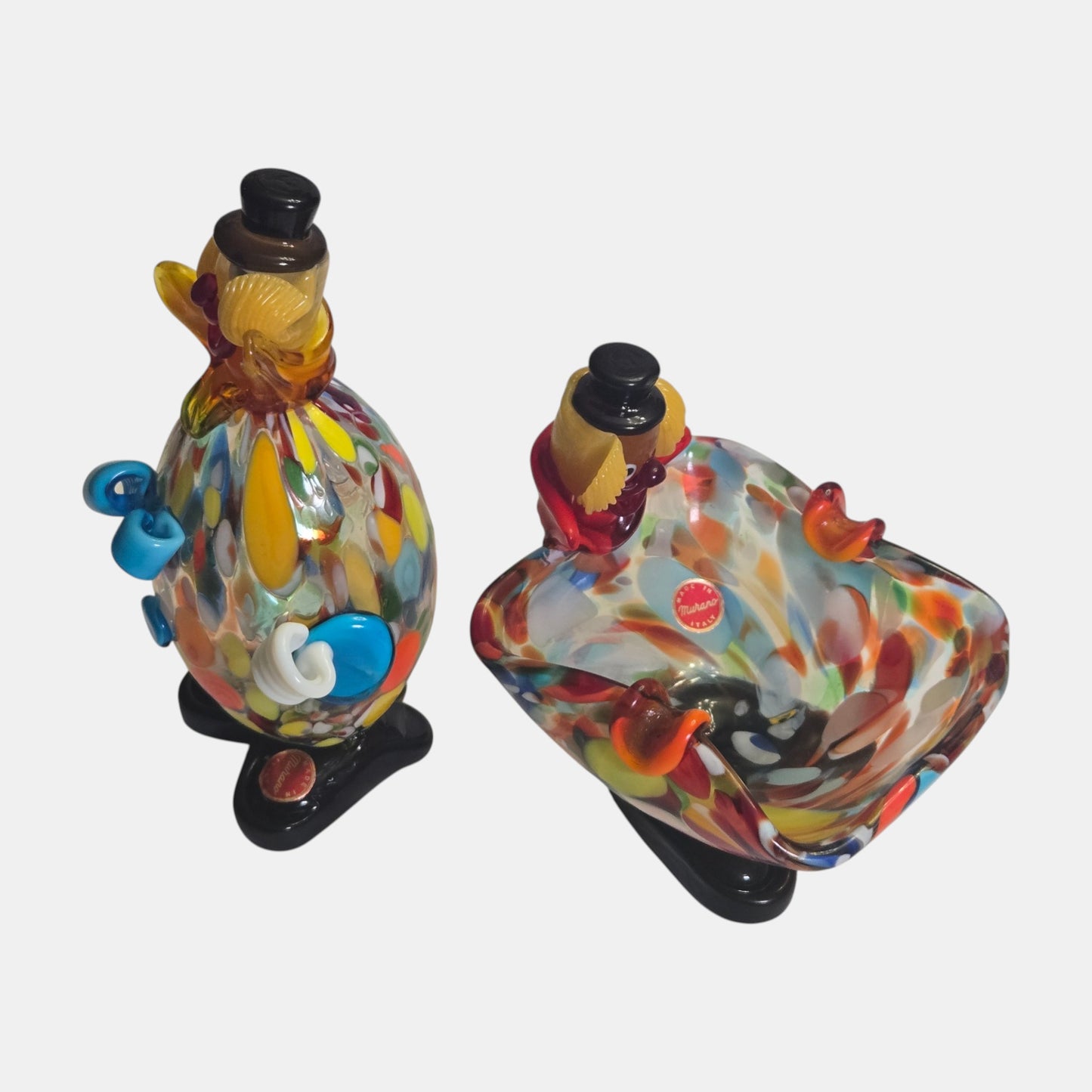 Vintage Murano Glass Clown Set Collectors Italy - Multi