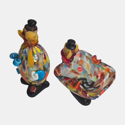 Vintage Murano Glass Clown Set Collectors Italy - Multi