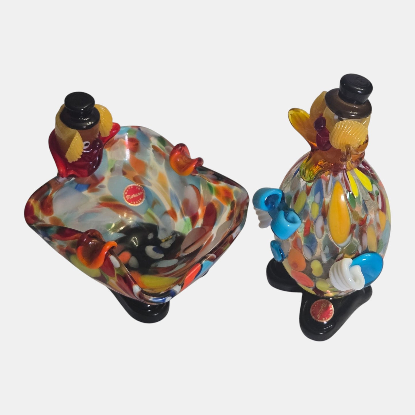 Vintage Murano Glass Clown Set Collectors Italy - Multi