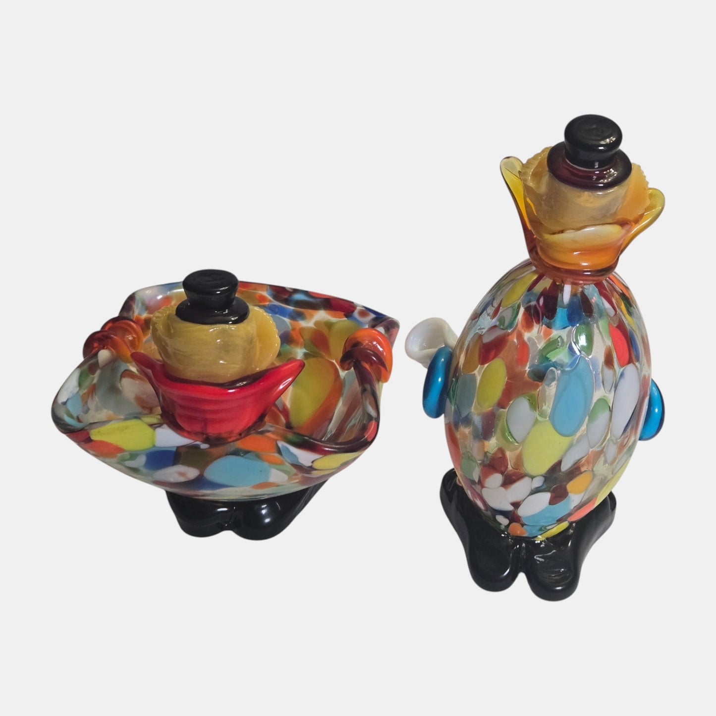 Vintage Murano Glass Clown Set Collectors Italy - Multi