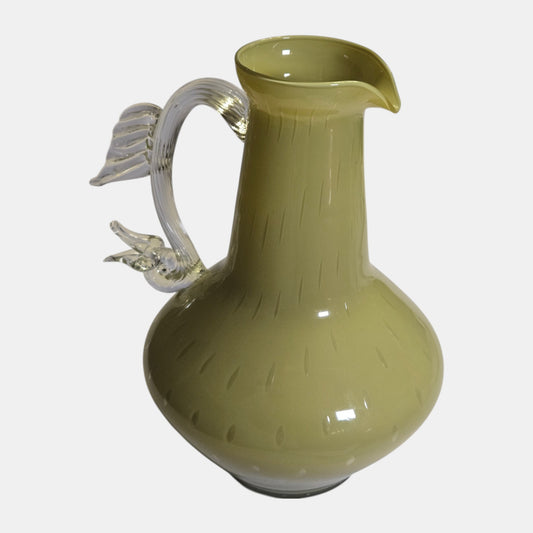 Vintage Decorative Green Glass Pitcher Style Designed - Green