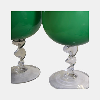 Vintage Empoli Glass Brandy Vases Cased Glasses - Green