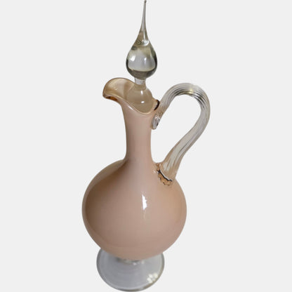 Vintage Pink Empoli Glass Pitcher/Ewer Base Clear - Pink