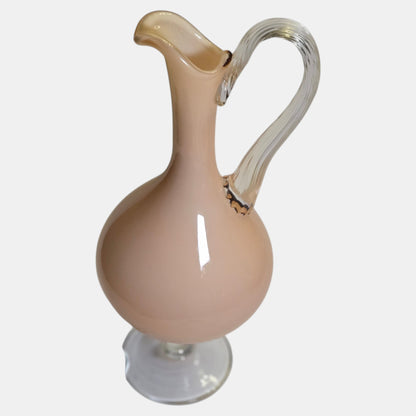 Vintage Pink Empoli Glass Pitcher/Ewer Base Clear - Pink