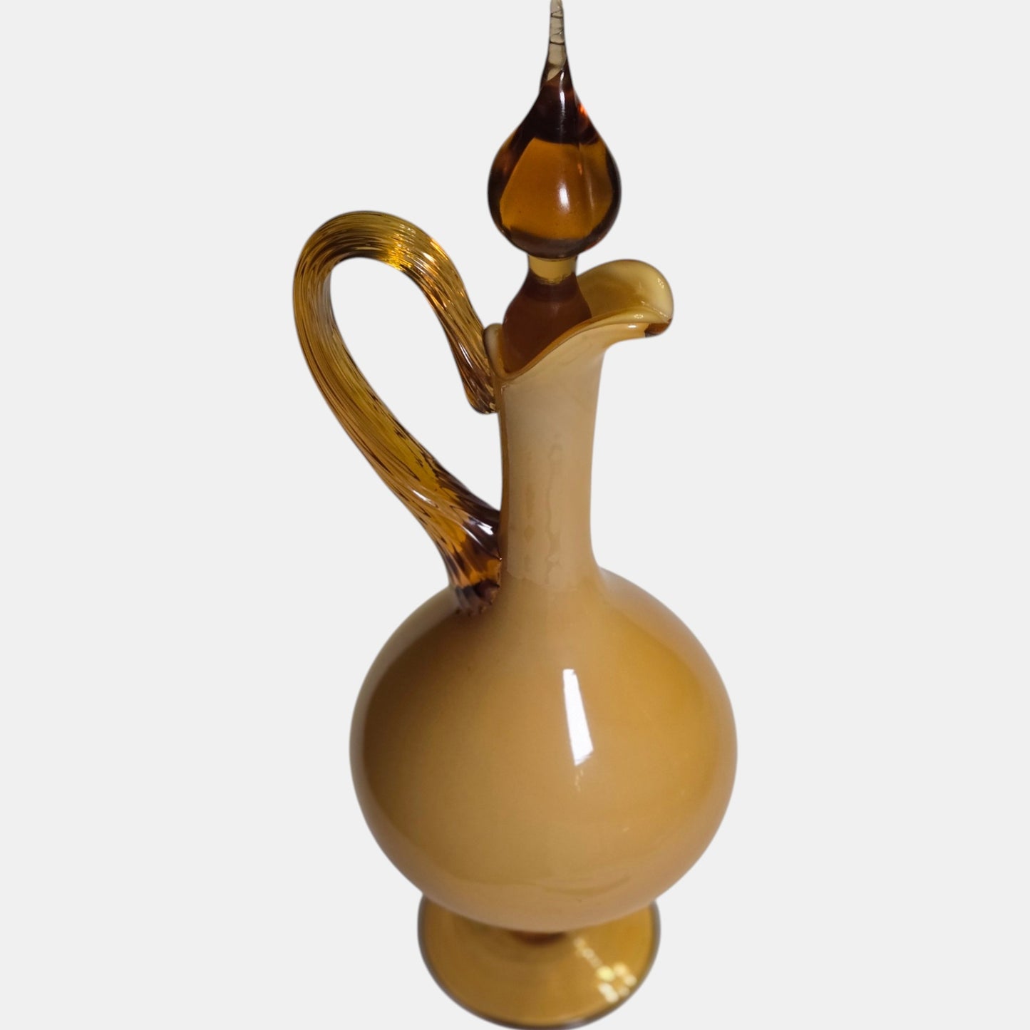 Vintage Empoli Glass Pitcher Opaline Vase - Yellow