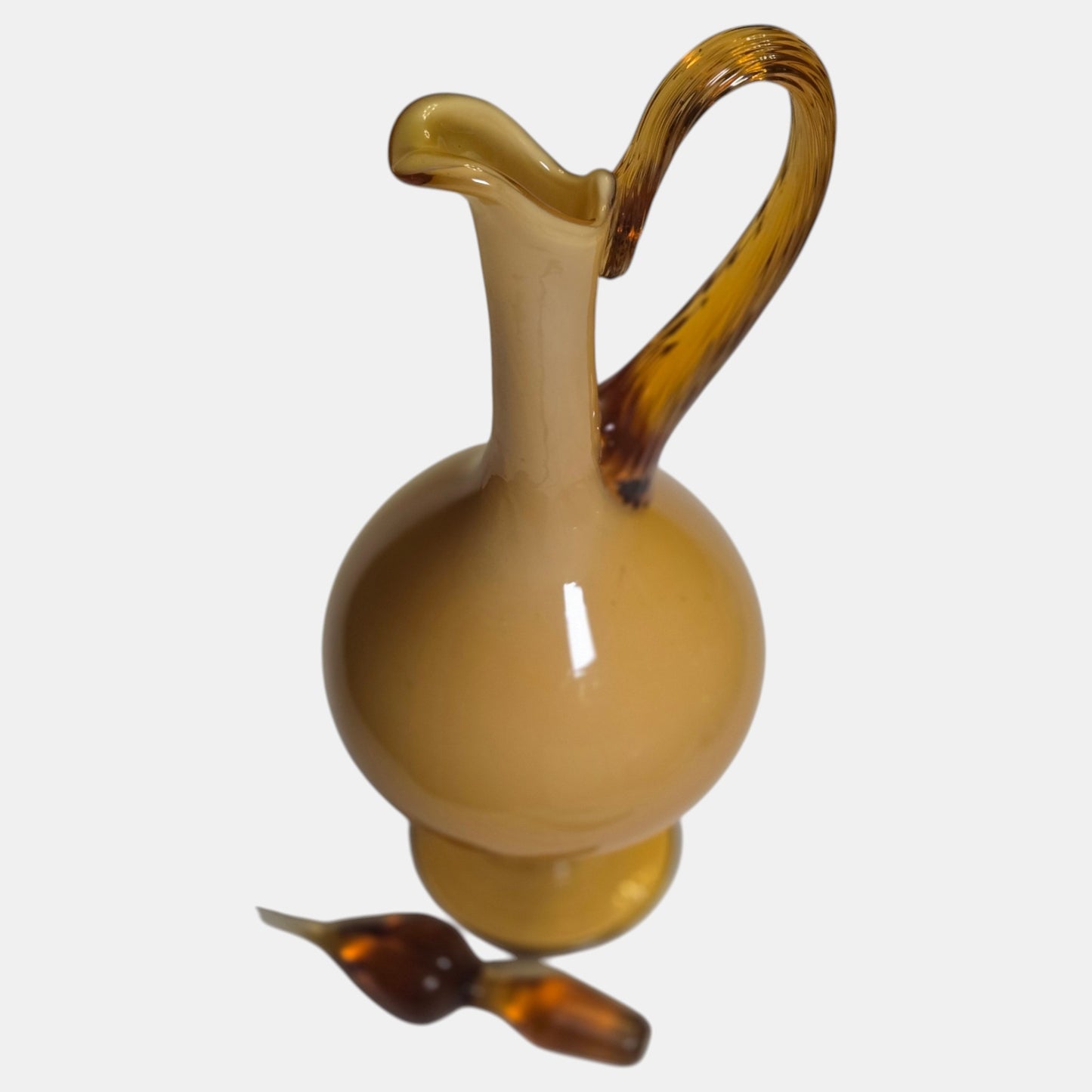 Vintage Empoli Glass Pitcher Opaline Vase - Yellow