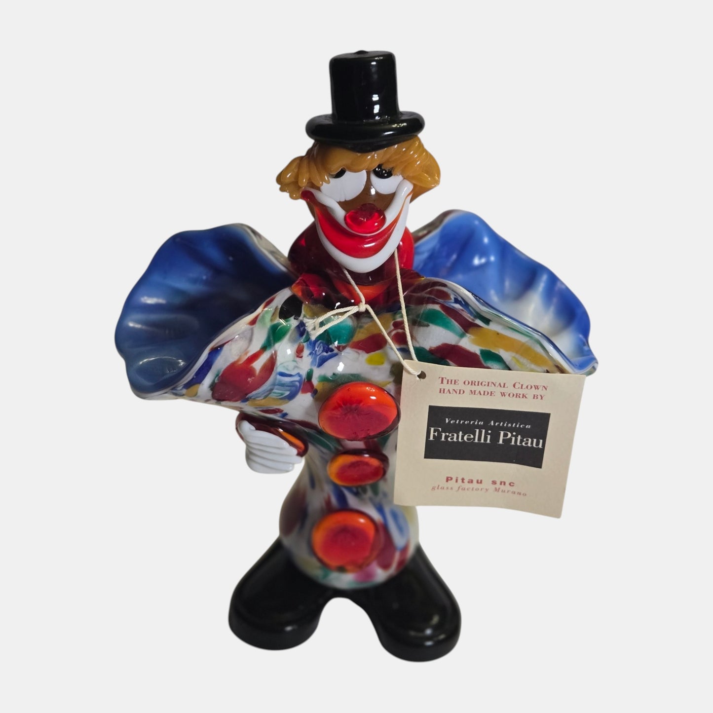 Murano Vintage Fratelli Pitau Glass Clown Figurine Italy - Multi