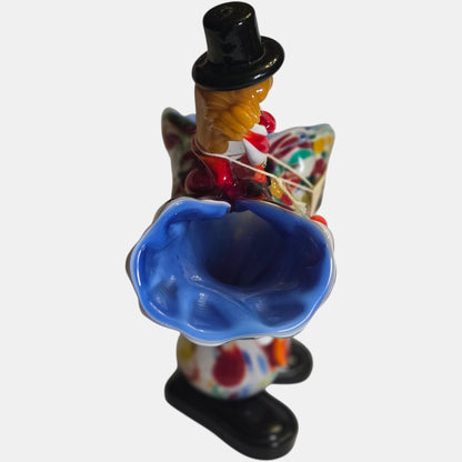 Murano Vintage Fratelli Pitau Glass Clown Figurine Italy - Multi