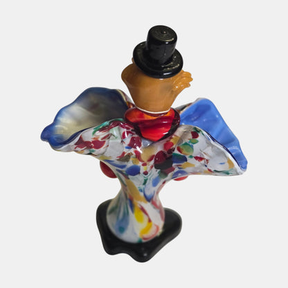 Murano Vintage Fratelli Pitau Glass Clown Figurine Italy - Multi