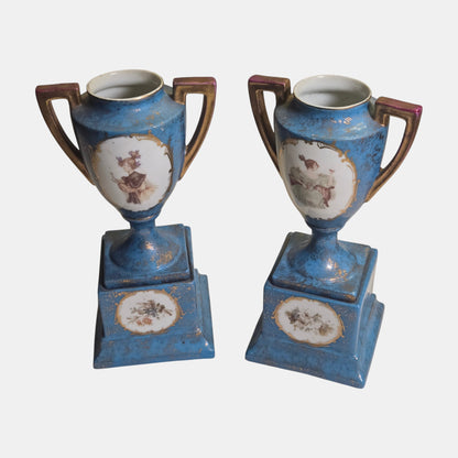 Carlsbad Austria Urns Porcelain Base - Torquoise