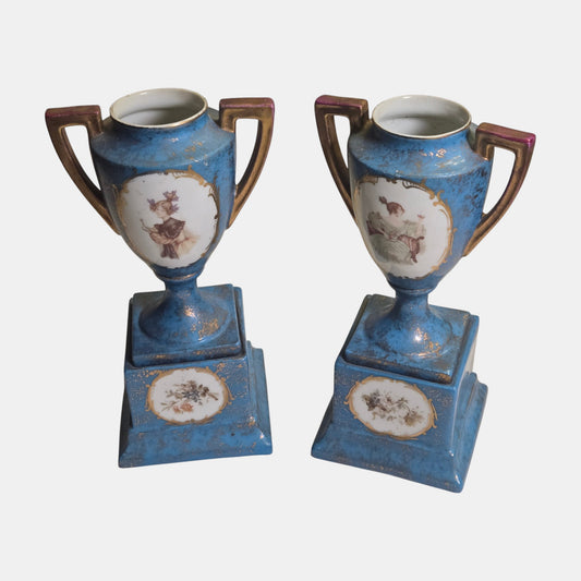 Carlsbad Austria Urns Porcelain Base - Torquoise
