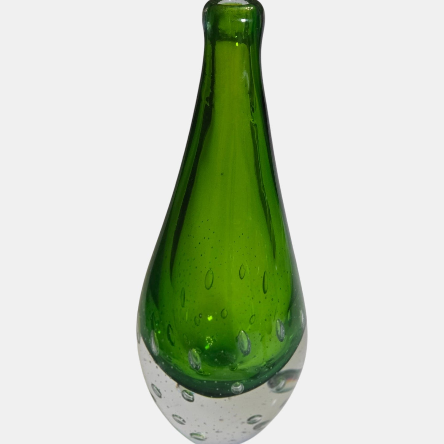 Murano Glass Vase Clear Base - Green