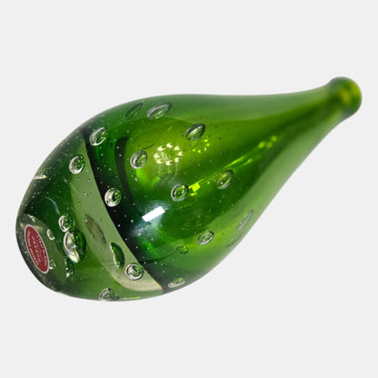 Murano Glass Vase Clear Base - Green