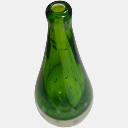 Murano Glass Vase Clear Base - Green