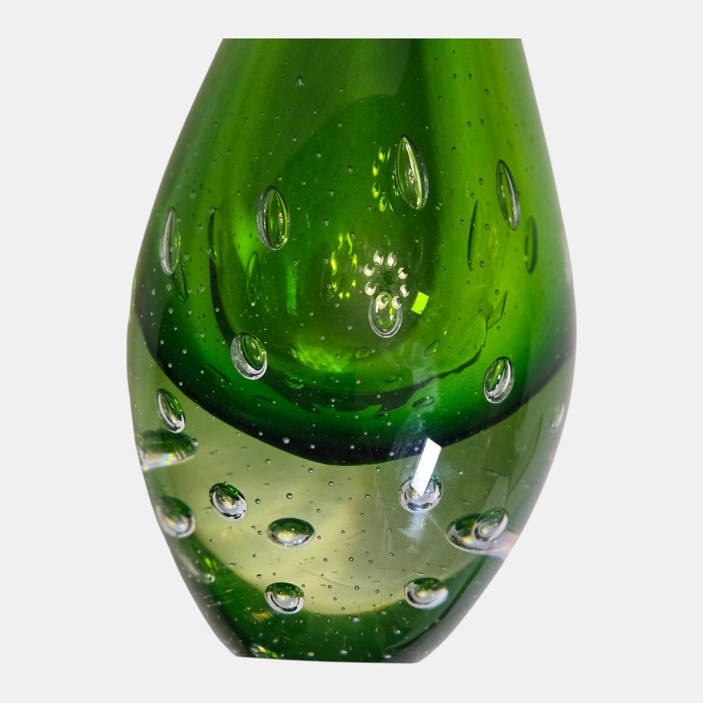 Murano Glass Vase Clear Base - Green