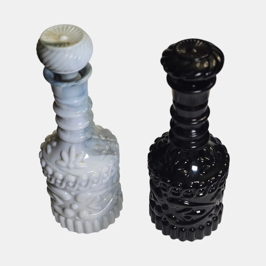 Vintage Glass Jim Beam Decanter Bottles Highly Style - White/Black