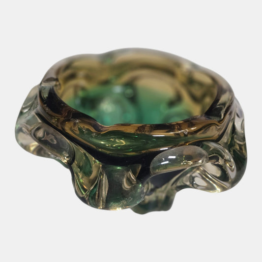 Vintage Murano Sommerso Glass Ashtray Colouring Clear - Multi