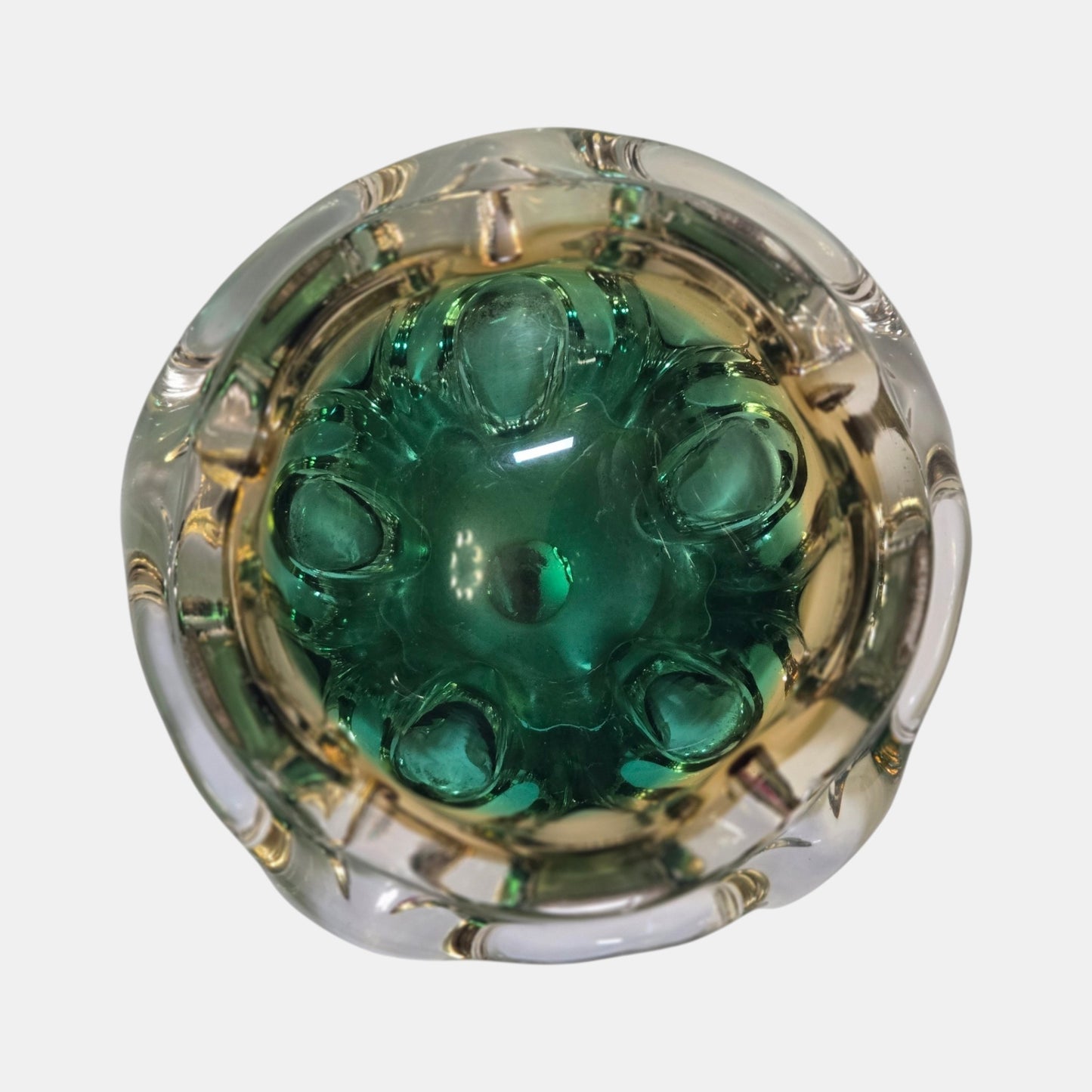 Vintage Murano Sommerso Glass Ashtray Colouring Clear - Multi