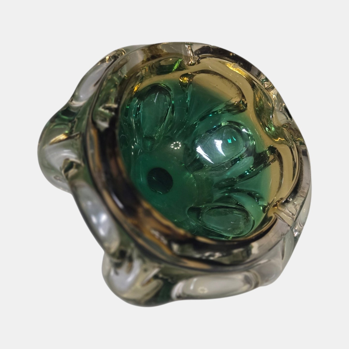 Vintage Murano Sommerso Glass Ashtray Colouring Clear - Multi