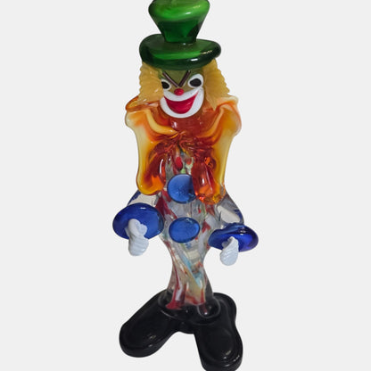 Vintage Murano Glass Clown Vibrant Figurine - Multi