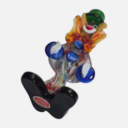 Vintage Murano Glass Clown Vibrant Figurine - Multi