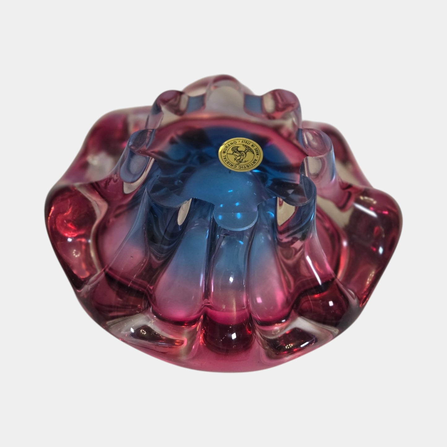 Murano Glass Vase Clear Base - Multi