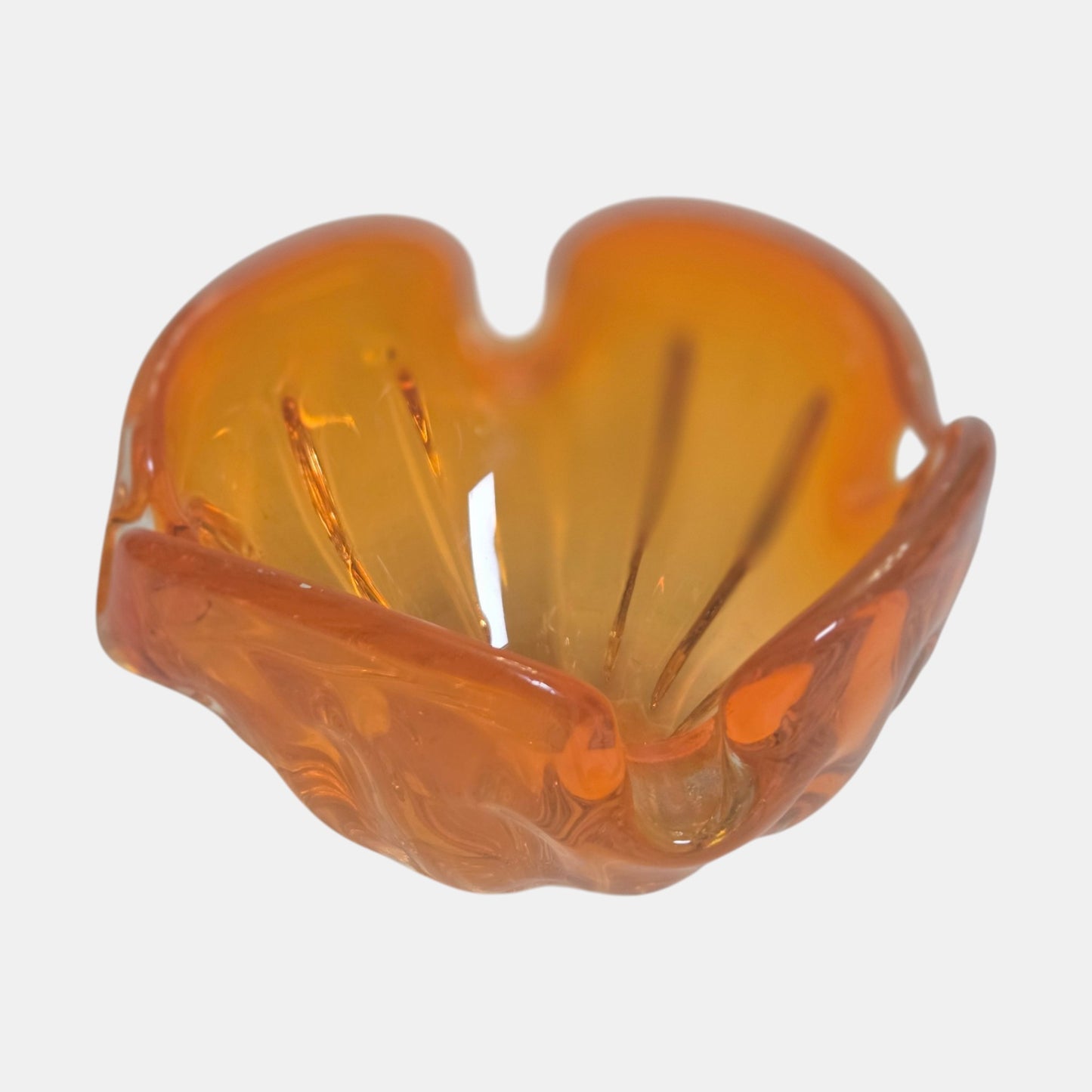 Murano Glass Vases/Decorative Ashtrays Pair Bowls - Orange