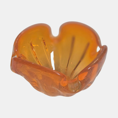 Murano Glass Vases/Decorative Ashtrays Pair Bowls - Orange