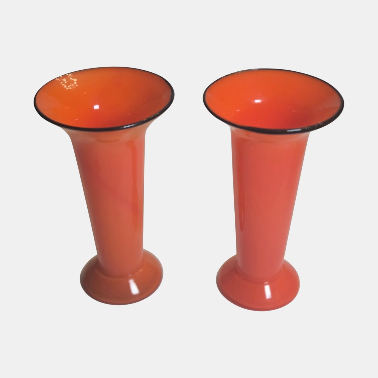 Two Art Deco Tango Glass Vases Examples These - Orange
