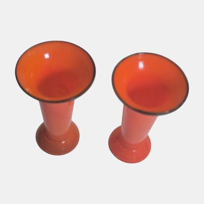 Two Art Deco Tango Glass Vases Examples These - Orange