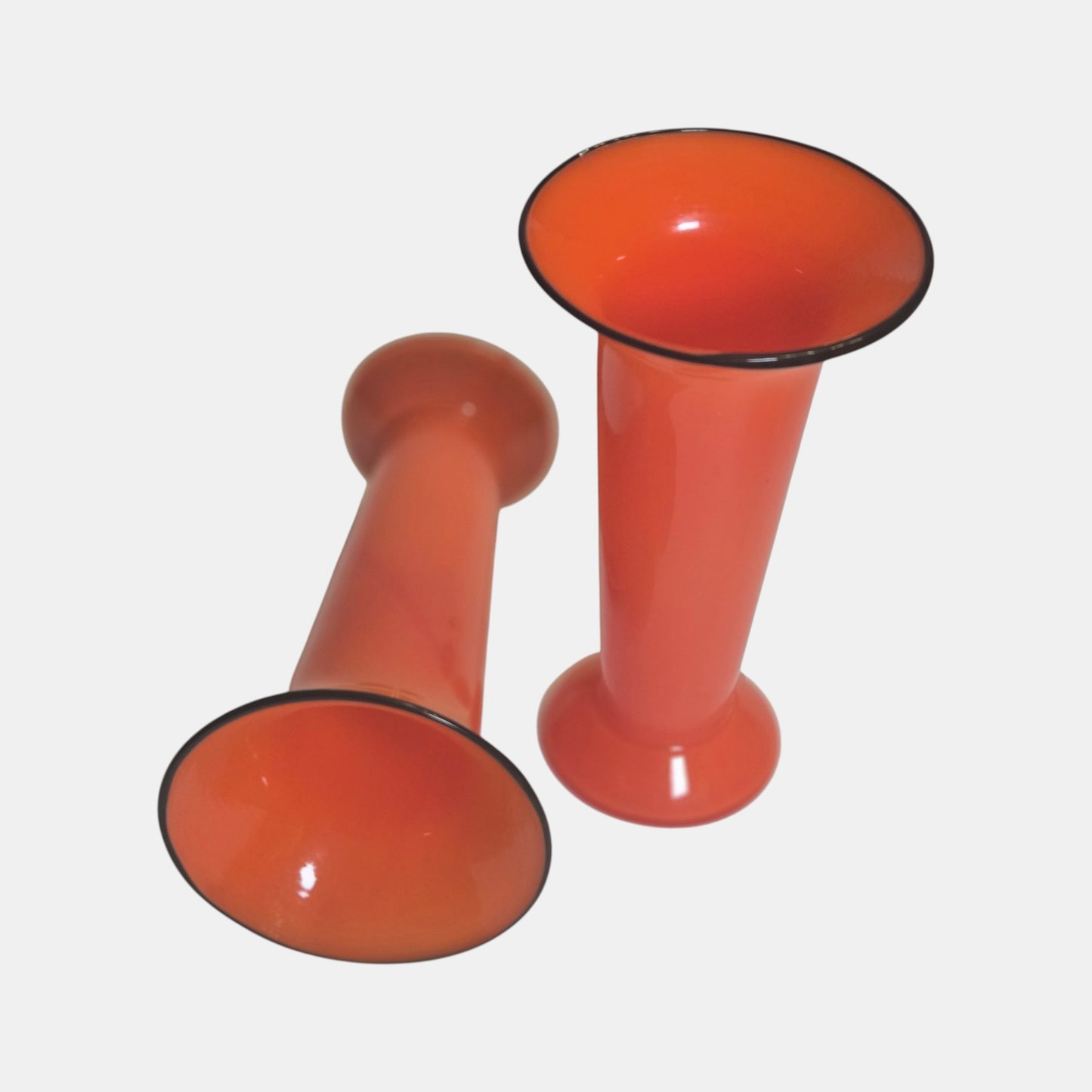 Two Art Deco Tango Glass Vases Examples These - Orange