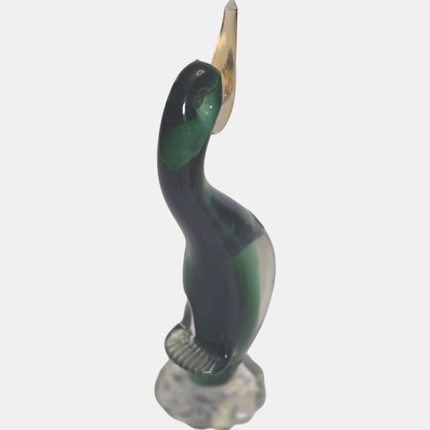 Murano Vintage Glass  Clear Duck - Green