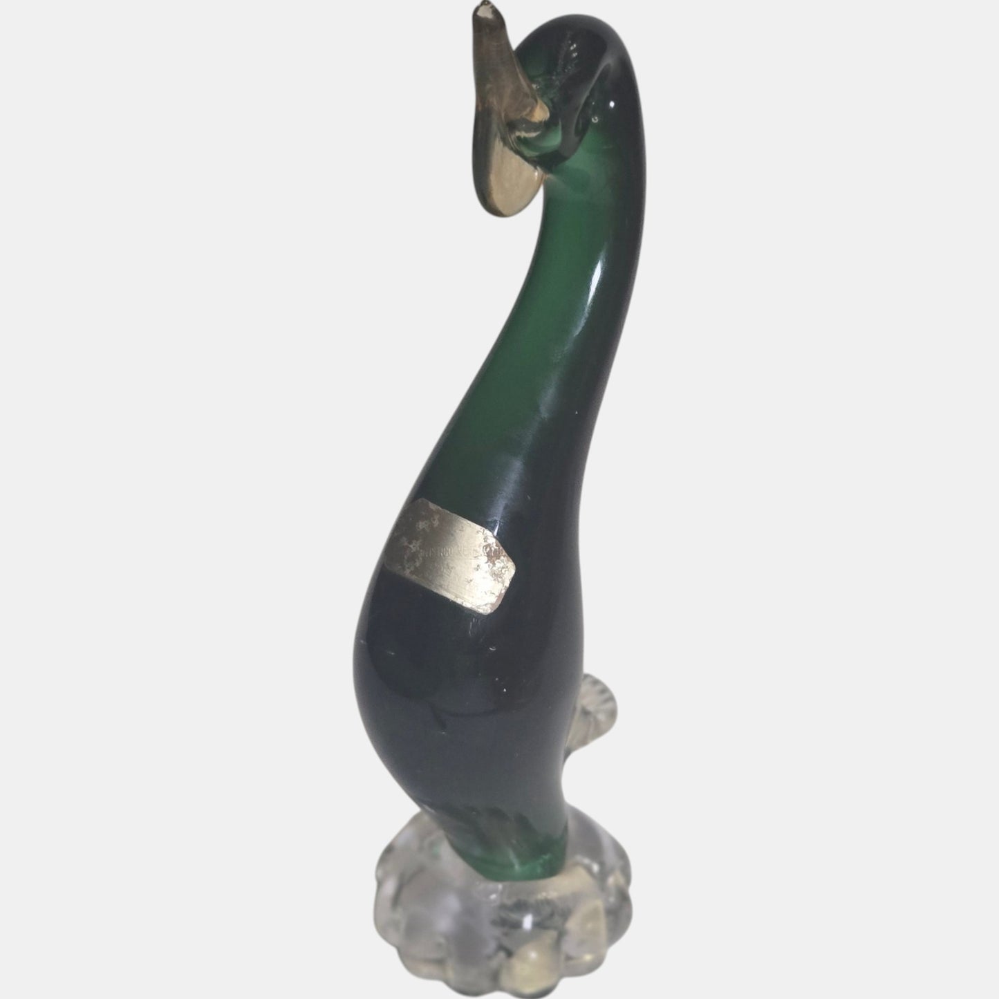 Murano Vintage Glass  Clear Duck - Green