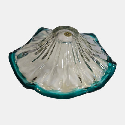 Murano Glass Vintage Glass Bowl Centrepiece Ruffled Specifically - Turquoise