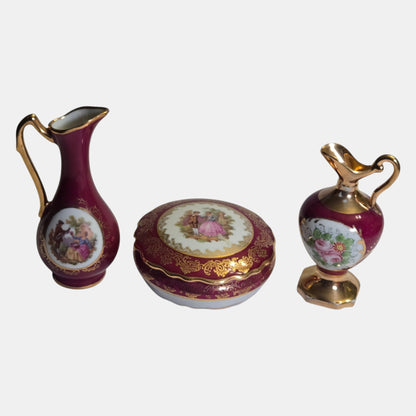 Limogen Castel Porcelain Vases Limoges Beautifully - Cranberry