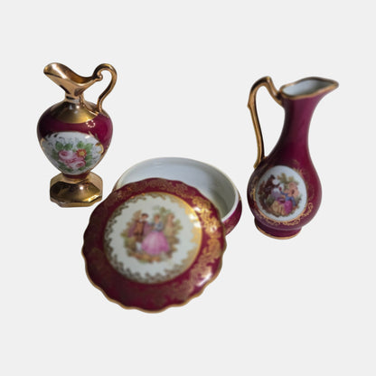 Limogen Castel Porcelain Vases Limoges Beautifully - Cranberry