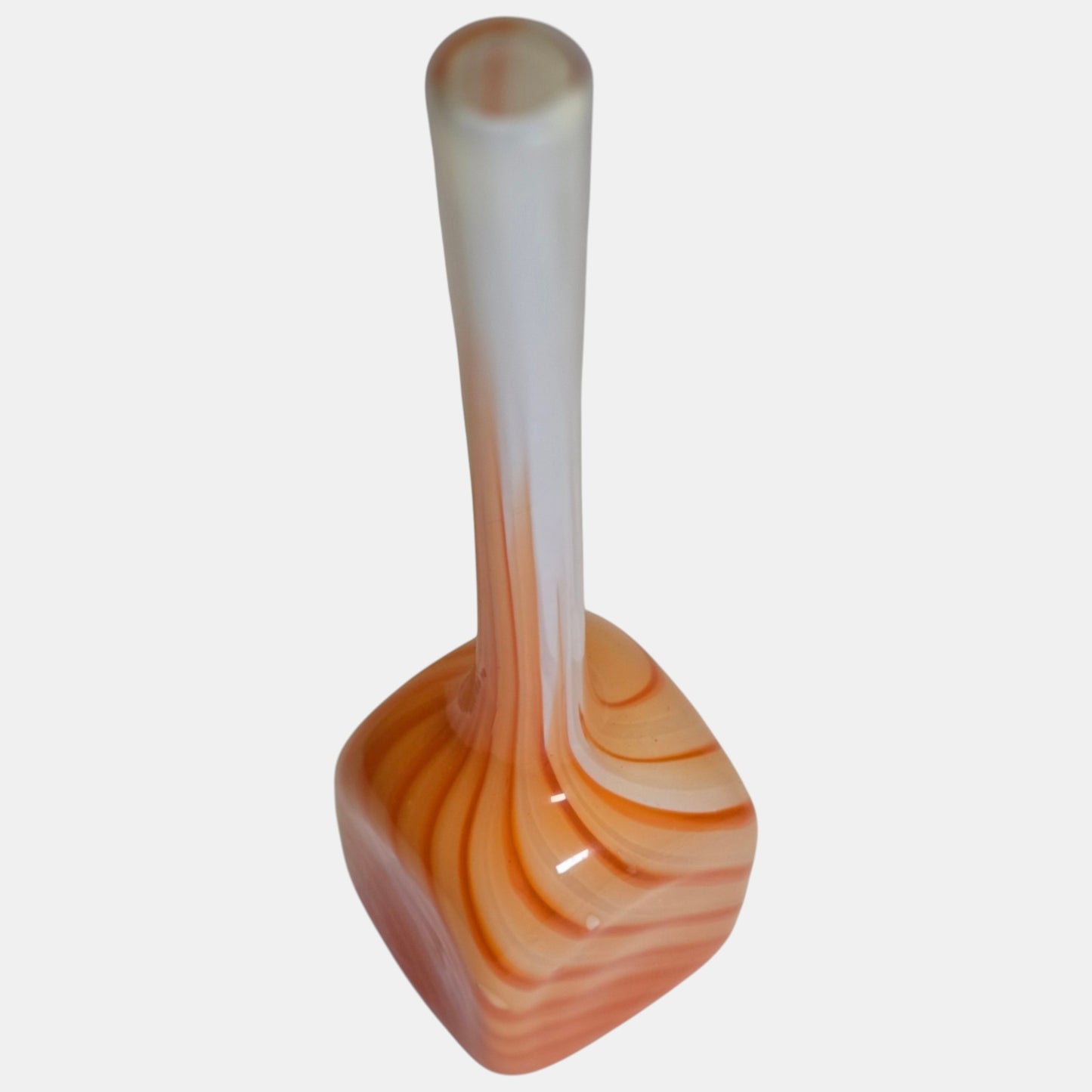 Empoli Vintage Glass Vase Base Through - Orange/white