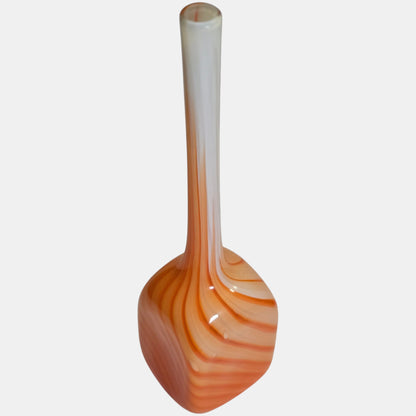 Empoli Vintage Glass Vase Base Through - Orange/white
