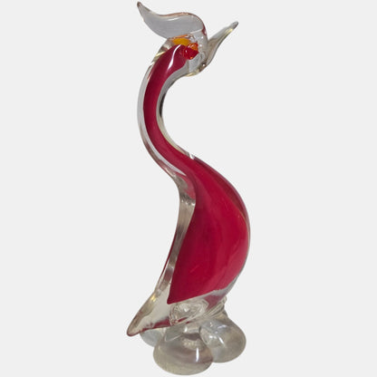 Murano Glass Bird Sculpture Beautifully - Ruby Red