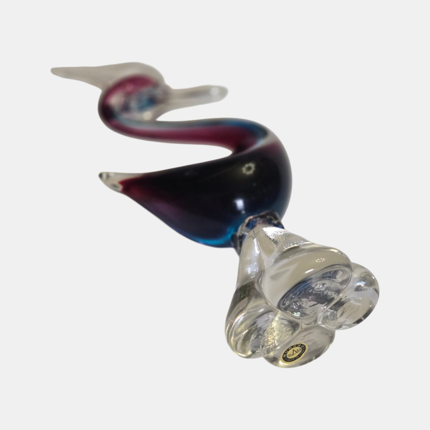 Murano Vintage Glass Bird Clear Sculpture - Blue